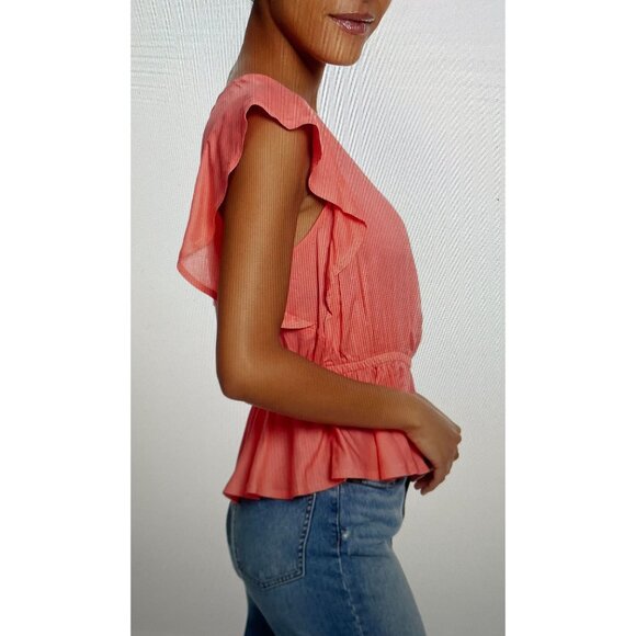 Sam Edelman Women's Sun Baked Binx Top Size M Viscose & Nylon Orange - Picture 2 of 16